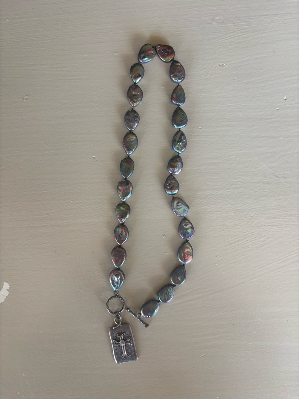 Artisan Baroque Pearl Cross Pendant Necklace